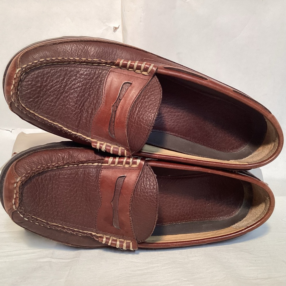 Handsewn L.L. Bean Allagash Bison Brown Leather Penny Loafers Men’s Size 10 1/2 - Picture 9 of 10